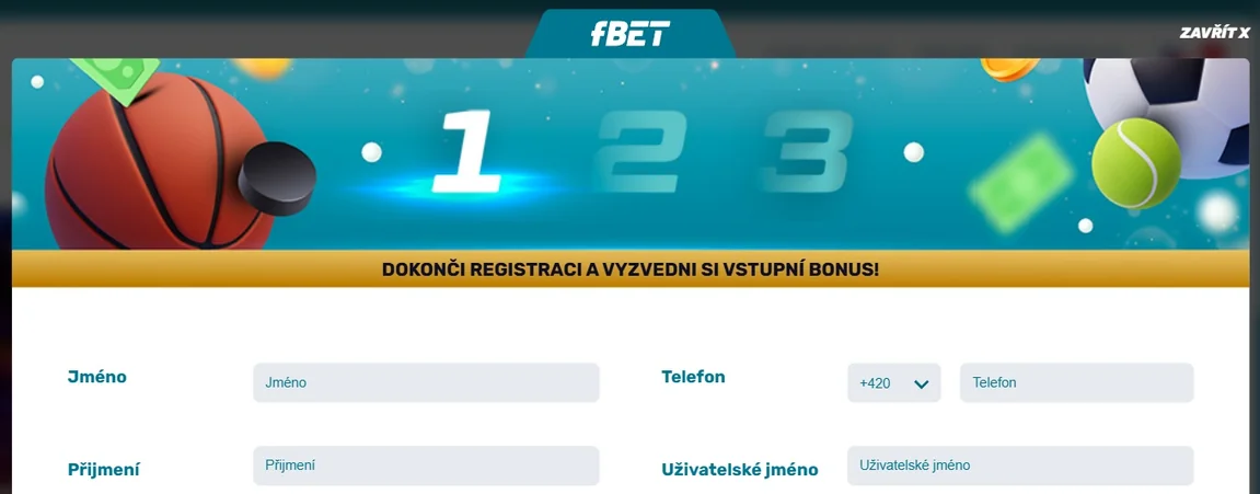 Dokončete registraci a získejte bonus.